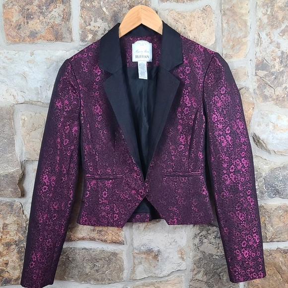 Mise en Scene by Ruffian 0 Floral Brocade Jacquard Cropped Jacket Blazer - Picture 2 of 5